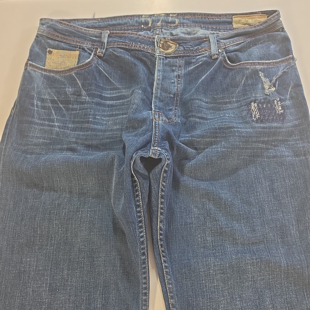 Vintage 575 Denim Chris Mens 38x32 Heavy Distressed Bootcut Flare Jeans Y2K USA